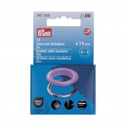 Prym Ösen mit Scheiben (14 mm/ lila-silberfarbig/ 15 St.)