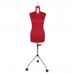 Fabma Schneiderpuppe/Schneiderbüste / mit Rollen (weiblich / Plus-Size-Größe 42 - 54 / rot / verstellbar)