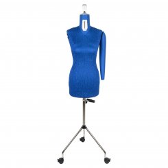 Fabma Schneiderpuppe/Schneiderbüste / Arm links / mit Rollen (weiblich / Größe 36 - 48 / blau / verstellbar)