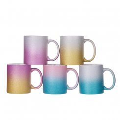 Sublimations-Tasse Glitter mit Farbverlauf (330 ml / bicolor)