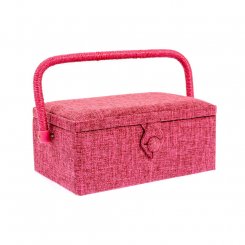 Nähkorb/Nähkästchen mit Stoffbezug pink (Größe S / L 23 x T 15 x H 11 cm)