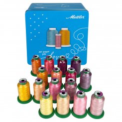 Amann Mettler Garndose Isacord (Farbe gelb, orange, pink, lila / 1000 m / 16 Konen / Stickgarn)