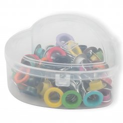 Prym Ösen mit Scheiben in Herzbox (11 mm/ bunt/ 55 St.)