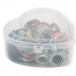 Prym Ösen mit Scheiben in Herzbox (14 mm/ bunt/ 44 St.)
