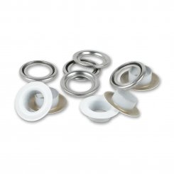 Prym Ösen mit Scheiben (8 mm/ weiß-silberfarbig/ 32 St.)