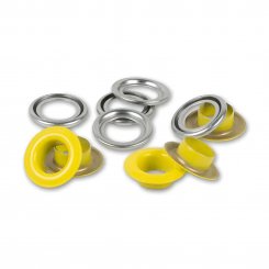 Prym Ösen mit Scheiben (8 mm/ gelb-silberfarbig/ 32 St.)
