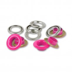 Prym Ösen mit Scheiben (8 mm/ pink-silberfarbig/ 32 St.)