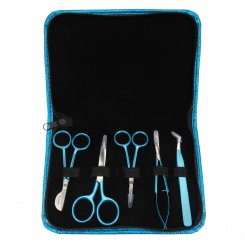 Semplix Scheren Set (blau-metallic / 5-teilig / mit Etui)