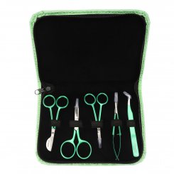 Semplix Scheren-Set (grün-metallic / 5-teilig / mit Etui)