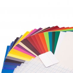 SignMart 24 Bögen Vinylfolien-Set + 6 Bögen Übertragungsfolie + Rakel (Folie in verschiedenen Farben)