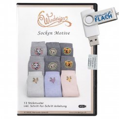 Windesign Stickmuster USB Socken Motive (12 Designs)
