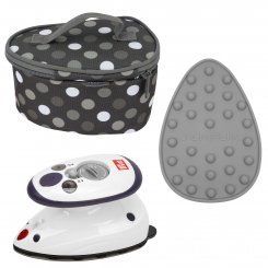 Semplix Mini-Dampfbügeleisen-Set Polka Dots anthrazit/grau