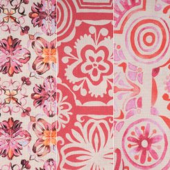 3er Bundle Baumwollstoff gemustert (je 50 x 135 cm / rot/pink/beere)
