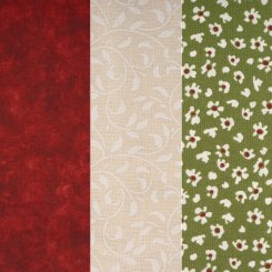 3er Bundle Baumwollstoff gemustert (je 50 x 135 cm / weinrot/beige/grün)