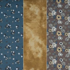 3er Bundle Baumwollstoff gemustert (je 50 x 135 cm / jeans/beige/braun)