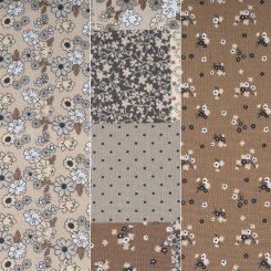 3er Bundle Baumwollstoff gemustert (je 50 x 135 cm / braun/beige)