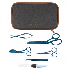 Semplix Aufbewahrungstasche mit Scheren-Set und Ölstift anthrazit/braun