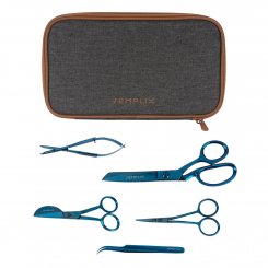Semplix Aufbewahrungstasche mit Scheren-Set anthrazit/braun