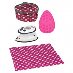 Semplix Mini-Bügeleisen Set + Unterlage Polka Dots berry/pink