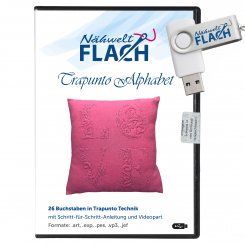 Nähwelt Flach Stickmuster USB Trapunto Alphabet