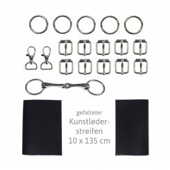 Kullaloo Hobby Horse Trense Material-Set silber mit schwarzem Leder