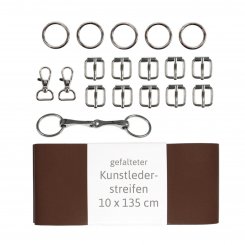 Kullaloo Hobby Horse Trense Material-Set silber mit braunem Leder
