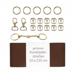 Kullaloo Hobby Horse Trense Material-Set gold mit braunem Leder