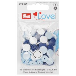 Prym Love Druckknöpfe Color Snaps (12,4 mm/ blau/ weiß/  hellblau/ 30 St.)