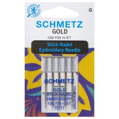 Schmetz Gold Embroidery-Sticknadeln 75/ System 130/705 H-ET/ 5 Nadeln