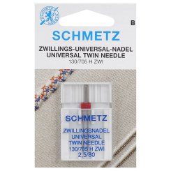 Schmetz Zwillingsnadel Stärke 80/ 2,5/ System 130/705 HZWI/ 1 Nadel