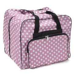 Over-Coverlocktasche XL (rosa/weiß gepunktet)