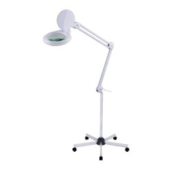 Semplix LED Lupen-Stehlampe 3D weiß (Linse 127 mm/dimmbar/Standfuß mit Rollen)