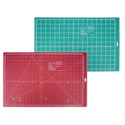Sew Easy Schneidematte A3 grün-dunkelrot (47 x 30,4 cm/Skalierung cm und inch)