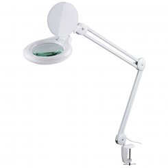 Semplix LED Lupen-Tischlampe 3D weiß (Linse 127 mm/dimmbar/Tischklemme)