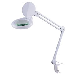 Semplix LED Lupen-Tischlampe 3D weiß (Linse 127 mm/dimmbar/Tischklemme)