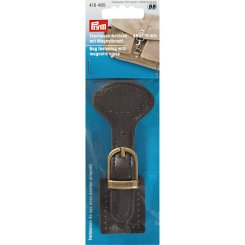 Prym Taschenverschluss mit Magnetknopf (Lederimitat braun/ altmessing/2-tlg.)