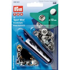 Prym Druckknopf Sport Mini (13 mm/ silberfarbig/ 10 St./ inkl. Werkzeug)