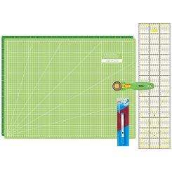 Semplix Schneidematten-Set A2 hellgrün/ grün + GRATIS Prym Aqua-Trickmarker