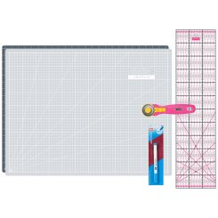 Semplix Schneidematten-Set A2 grau/ pink + GRATIS Prym Aqua-Trickmarker