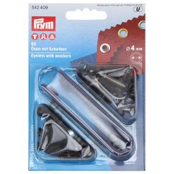 Prym Ösen mit Scheiben (4 mm/ brüniert/ 50 St./ inkl. Werkzeug)