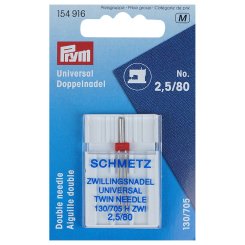 Prym Universal Doppelnadel 2,5/80/System 130/705H ZWI/1 Nadel