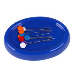 Magnet-Nadelkissen mit 10 feinen Stecknadeln blau