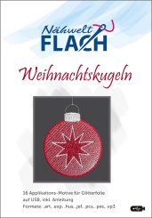 Nähwelt Flach Stickmuster USB "Weihnachtskugel" (16 Applikations-Motive)