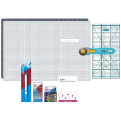Semplix Patchwork Starter Set grau/ türkis + GRATIS Prym Aqua-Trickmarker