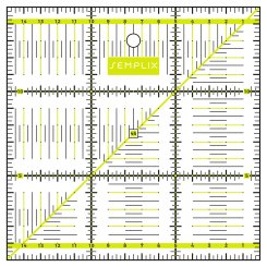 Semplix Patchwork-Quiltlineal (15 x 15 cm/ 2,5 mm dick/ gelb)