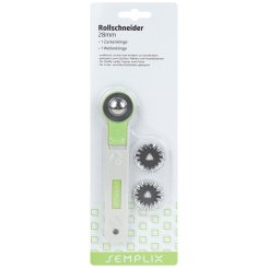 Semplix Rollschneider Mini 3 Klingen (28 mm/ gerade - Zacken - Wellen/ grün)