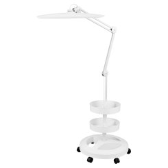 Semplix LED Stehlampe weiß (182 LEDs/ inkl. Standfuß m. 6 Rollen/ Tischklemme/ 2 Tabletts)