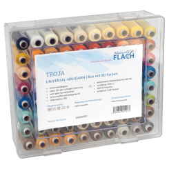 Nähwelt Flach Troja Acryl-Garnbox (gefüllt mit 80 Farben/500 m)