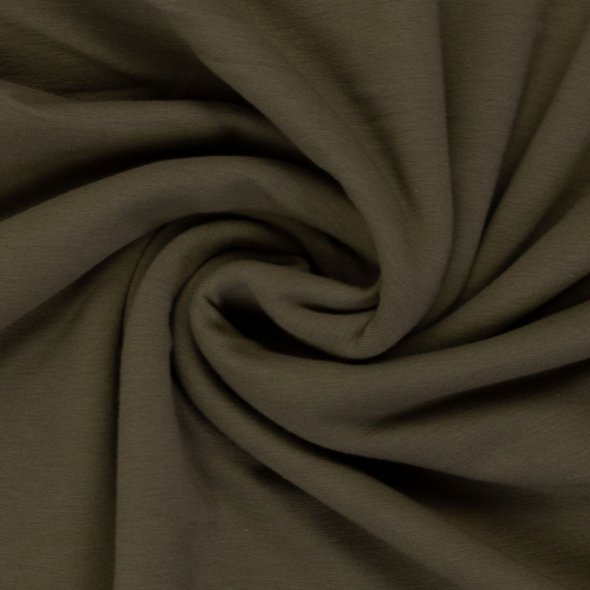 Baumwoll Sweat Stoff Eike angeraut uni - von Swafing 000768-khaki: 1,0m