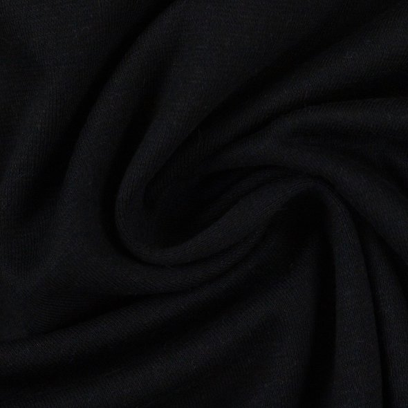 Swafing Baumwoll-Sweat uni, angeraut - Eike 000299-schwarz: 1,0m